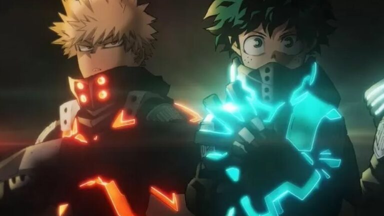 My Hero Academia: a double cosplay of Deku and Bakugo wearing the uniforms from the third film My Hero Academia: a double cosplay of Deku and Bakugo wearing the uniforms from the third film