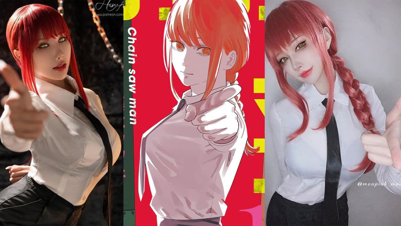 Two Makima cosplays by Chainsaw Man in comparison: the photos by Hane Ame and Monpink
