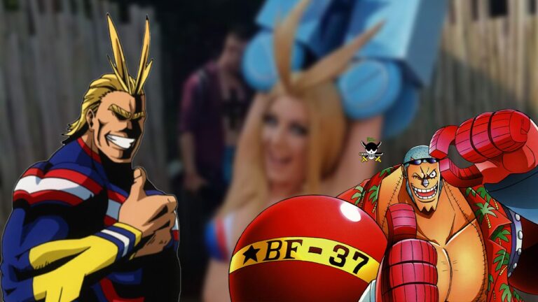 ONE PIECE and My Hero Academia in a crossover cosplay: Franky plus All Might for women ONE PIECE and My Hero Academia in a crossover cosplay: Franky plus All Might for women