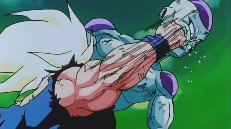 Dragon Ball Z: Goku SSJ’s deadly force against Freeza in Ryu studio character Dragon Ball Z: Goku SSJ’s deadly force against Freeza in Ryu studio character