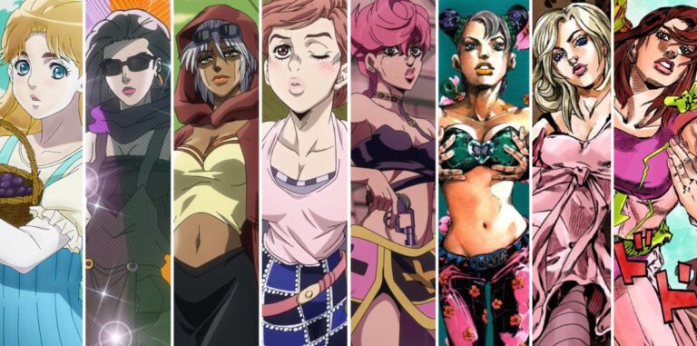 The Jojo girls in action in four cosplays: Lisa Lisa, Jolyne, Trish and Yukako in the photo The Jojo girls in action in four cosplays: Lisa Lisa, Jolyne, Trish and Yukako in the photo