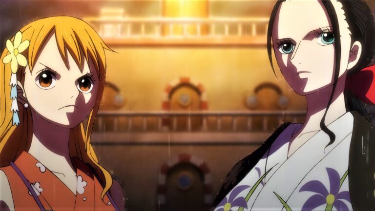 ONE PIECE: a cosplay of Nico Robin and Nami together on the beaches of Wano ONE PIECE: a cosplay of Nico Robin and Nami together on the beaches of Wano