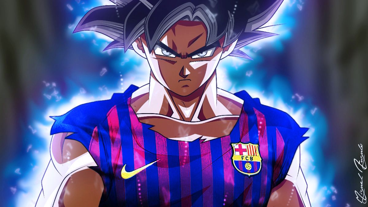 Dragon Ball: Aubameyang as Goku, the Barcelona player, celebrates with teleportation