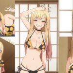My Dress-Up Darling: a cosplay of Marin Kitagawa in costume to have his measurements taken My Dress-Up Darling: a cosplay of Marin Kitagawa in costume to have his measurements taken