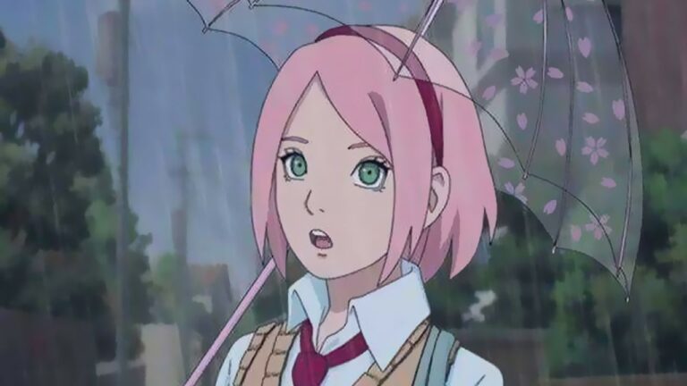 Naruto: a special cosplay of Sakura Haruno as a student and not as a ninja Naruto: a special cosplay of Sakura Haruno as a student and not as a ninja