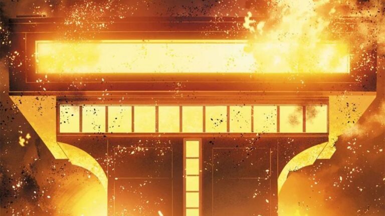 Dark Crisis, the Titans Tower burns on the cover of the second issue Dark Crisis, the Titans Tower burns on the cover of the second issue