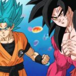Super Dragon Ball Heroes: Super Saiyan 4 and Blue side by side in TOEI style Super Dragon Ball Heroes: Super Saiyan 4 and Blue side by side in TOEI style