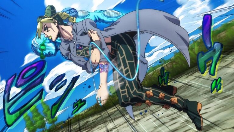 A Jolyne Kujo cosplay in a Jojo-worthy pose A Jolyne Kujo cosplay in a Jojo-worthy pose