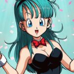 Dragon Ball: A cosplay of Bulma Bunny with a ready machine gun Dragon Ball: A cosplay of Bulma Bunny with a ready machine gun