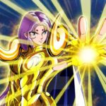 The golden armor from The Knights of the Zodiac: Aries in this female cosplay The golden armor from The Knights of the Zodiac: Aries in this female cosplay