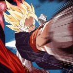 Dragon Ball Z, some fan art shows the fight with Vegetto as seen by Super Buu Dragon Ball Z, some fan art shows the fight with Vegetto as seen by Super Buu