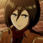 A cosplay of Mikasa from Attack on Titan in the ruins of the villages A cosplay of Mikasa from Attack on Titan in the ruins of the villages