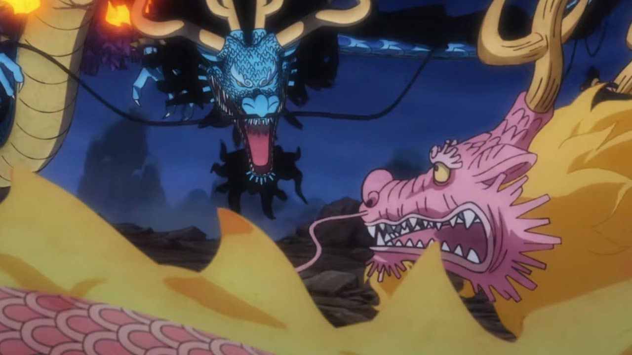 ONE PIECE 1050, blue and pink: eye to eye between dragons 〜 Anime Sweet 💕