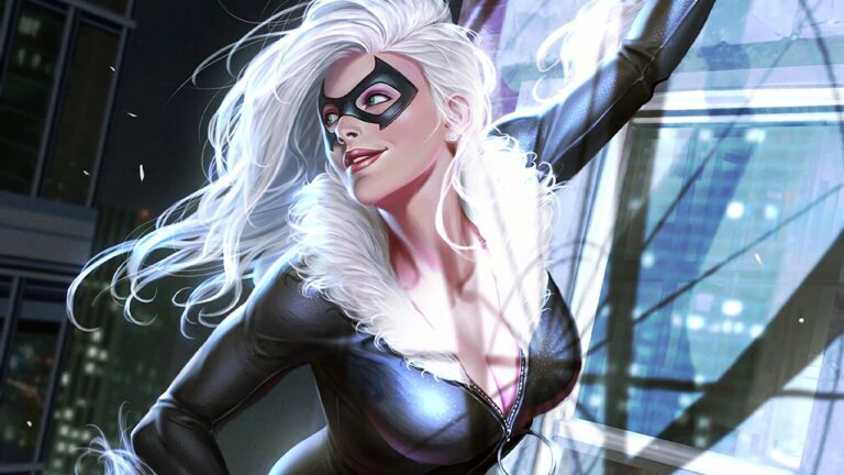 An adorable black cat cosplay in black from the world of Spider-Man An adorable black cat cosplay in black from the world of Spider-Man