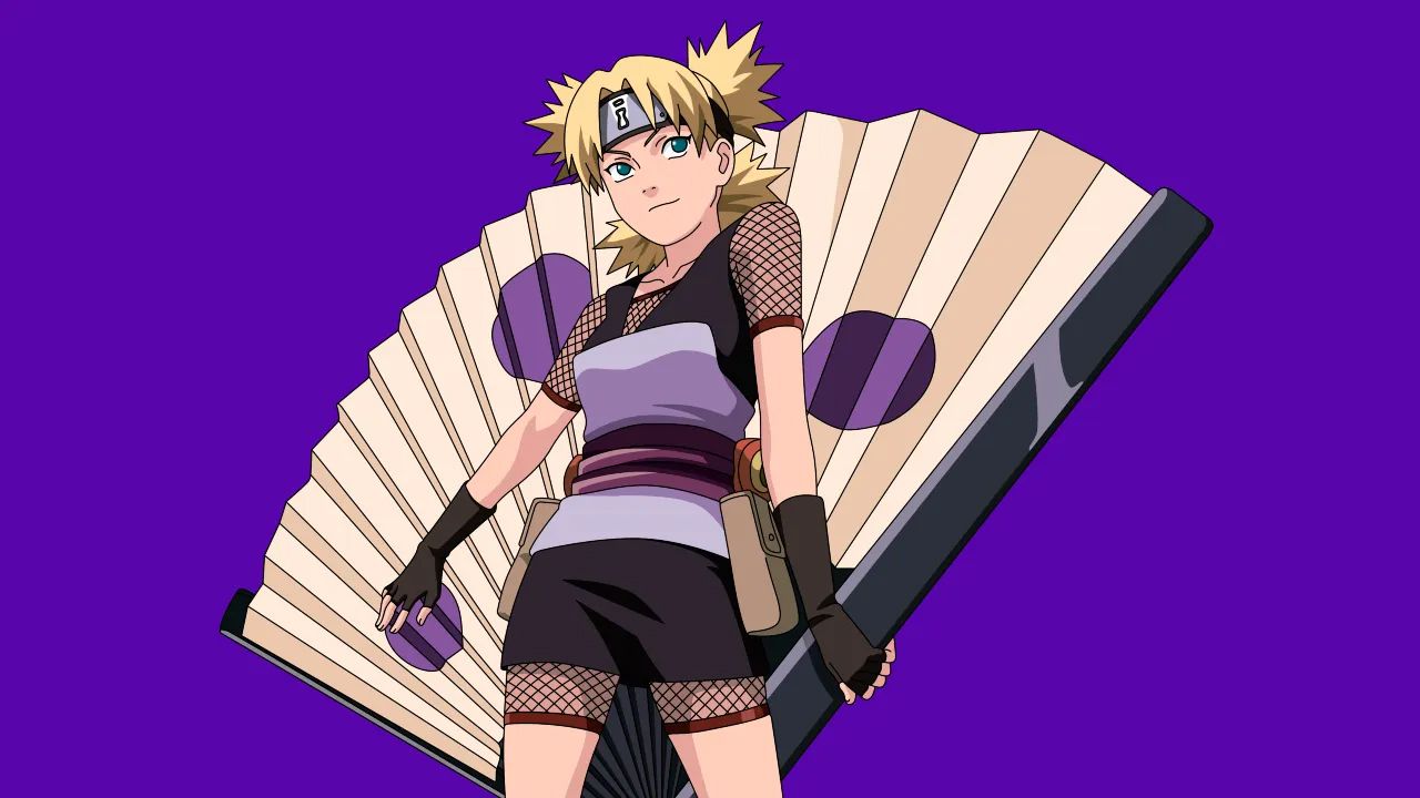 Naruto: a cosplay of Temari from Shippuden with his huge fan