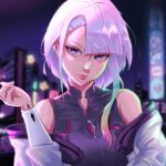 Cyberpunk Edgerunners: A perfect Lucy cosplay with a city view Cyberpunk Edgerunners: A perfect Lucy cosplay with a city view