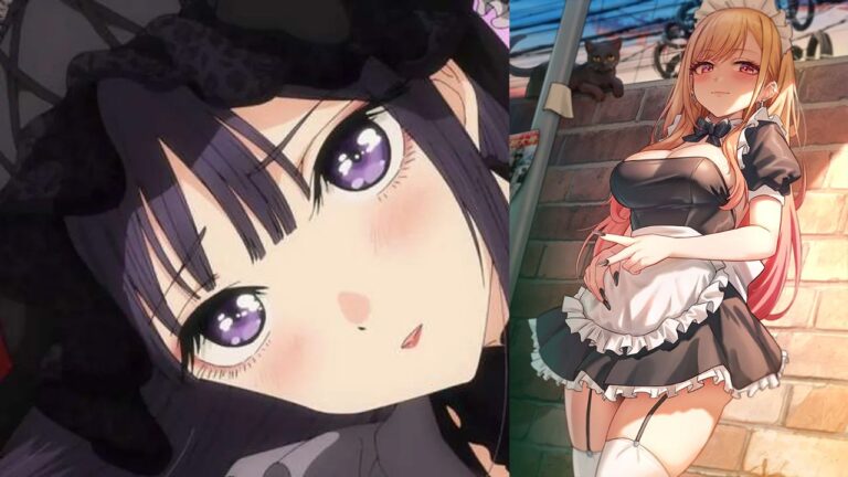 My Dress-Up Darling: a cosplay of Marin as a maid and Shizuku-tan as a couple