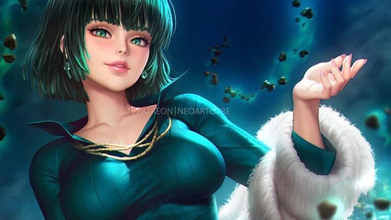 One-Punch Man: A cosplay of Fubuki in a model pose One-Punch Man: A cosplay of Fubuki in a model pose